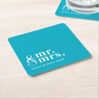 Dessous-de-verre Carré En Papier Married Couple titres personnalisables Mariage Cou