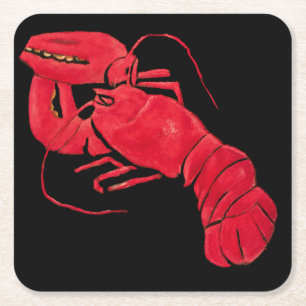 Dessous-de-verre Carré En Papier Marsden Hartley Homard rouge vintage sur fond noir