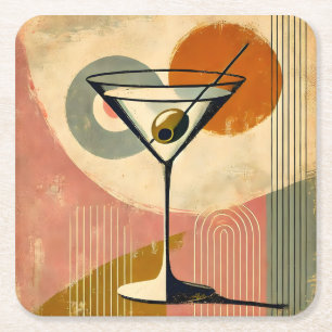 Dessous-de-verre Carré En Papier Martini d'art moderne du milieu du siècle