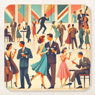 Dessous-de-verre Carré En Papier Martini de style moderne du milieu du siècle au cl