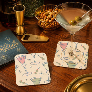 Dessous-de-verre Carré En Papier Martini Rétro Milieu de Siècle