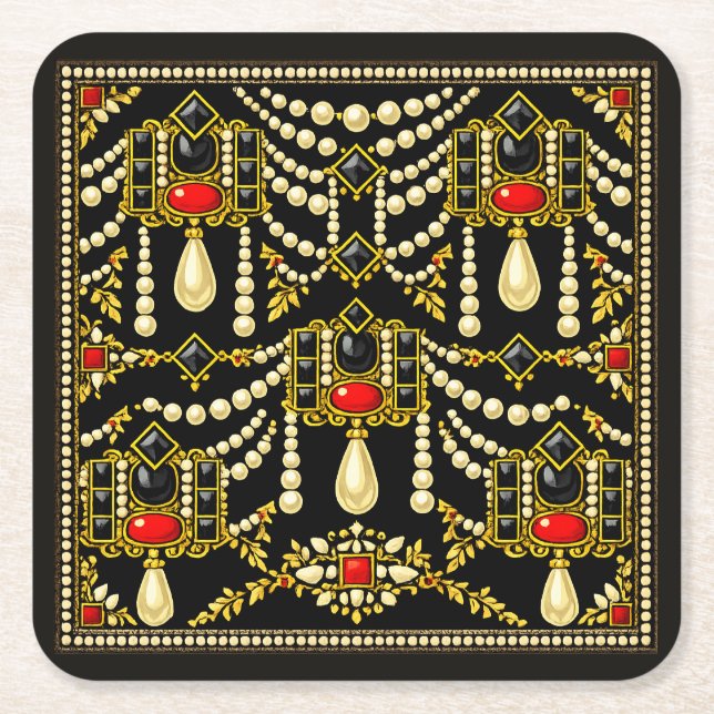 Dessous-de-verre Carré En Papier Mary Queen of Scots Jewells Inspired Design  (Devant)