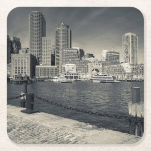 Dessous-de-verre Carré En Papier Massachusetts, Boston, immeubles de Rowe's Wharf