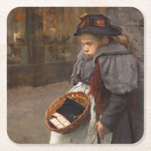 Dessous-de-verre Carré En Papier Matchstick Girl pauvre rue Urchin Pauvreté urbaine