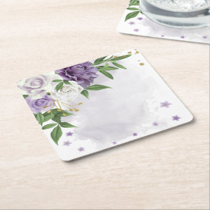 Dessous-de-verre Carré En Papier mauve mauve blanc floral
