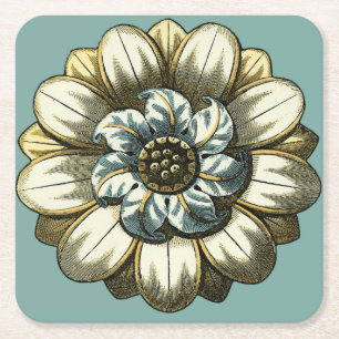 Dessous-de-verre Carré En Papier Médaillon floral fleuri sur l'arrière - plan