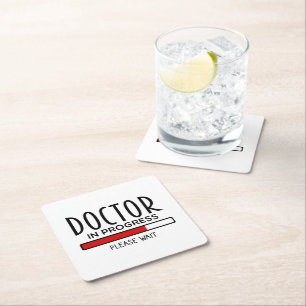 Dessous-de-verre Carré En Papier Médecin drôle en cours d'études de médecine 