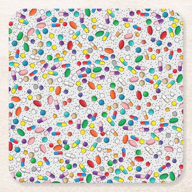 Dessous-de-verre Carré En Papier Médecine Infirmière Pharmacie Docteur Conception d (Devant)