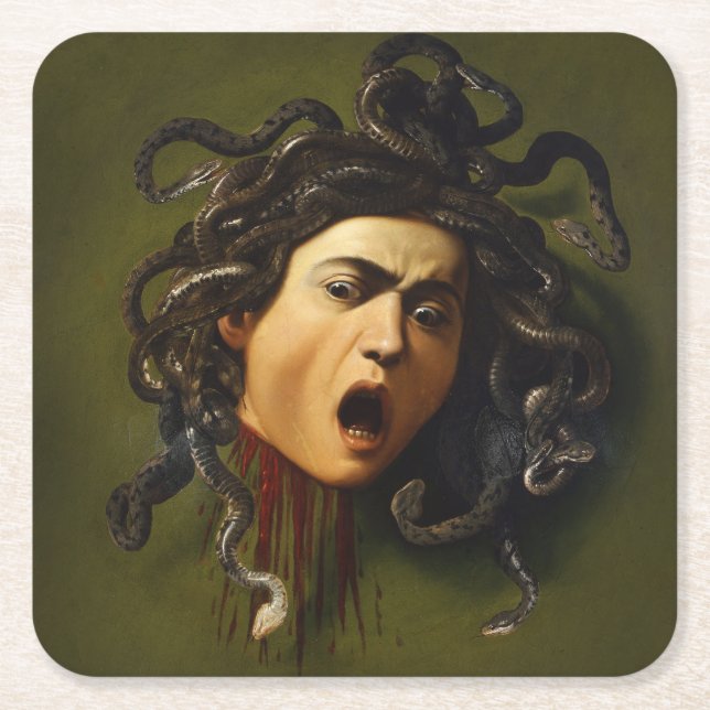 Dessous-de-verre Carré En Papier Medusa tête Caravaggio peinture art mythologie can (Devant)