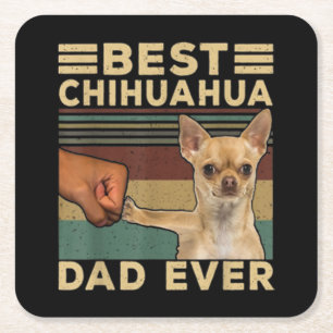 Dessous-de-verre Carré En Papier Meilleur papa Chihuahua jamais