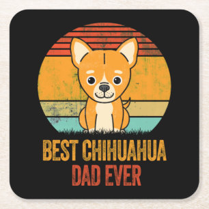 Dessous-de-verre Carré En Papier Meilleur Papa Chihuahua Jamais Vintage Trouvé