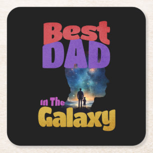Dessous-de-verre Carré En Papier Meilleur Papa de la Galaxie