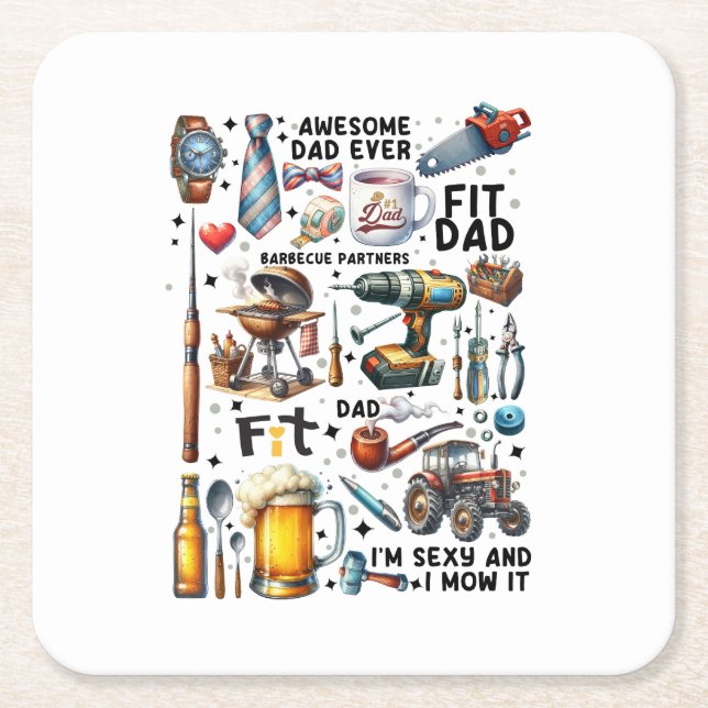 Dessous-de-verre Carré En Papier Meilleur papa jamais (Devant)