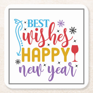 Dessous-de-verre Carré En Papier Meilleurs Vœux Bonne Année Design-80967