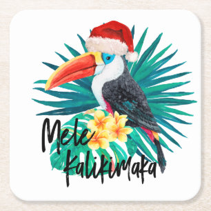 Dessous-de-verre Carré En Papier Mele Kalikimaka Oiseaux de la jungle tropicale