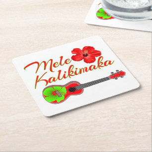 Dessous-de-verre Carré En Papier Mele Kalikimaka Ukulele