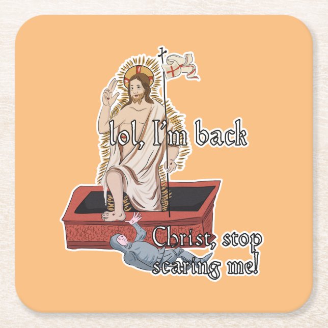 Dessous-de-verre Carré En Papier Mème d'art classique : Arrête de me faire peur (Devant)