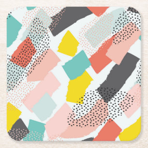 Dessous-de-verre Carré En Papier Memphis brosse traits : motif vintage.