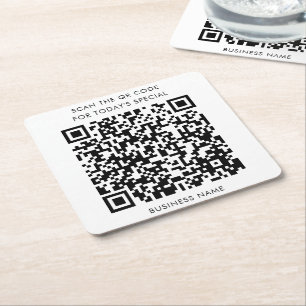 Dessous-de-verre Carré En Papier Menu Nom commercial et Code QR