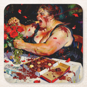 Dessous-de-verre Carré En Papier Mépris pour les roses rouges – Un portrait de colè