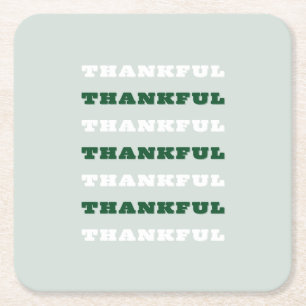 Dessous-de-verre Carré En Papier Merci, Citation de gratitude, Vert