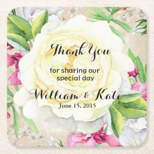 Dessous-de-verre Carré En Papier Merci de dessous de verre mariage Favorisé personn