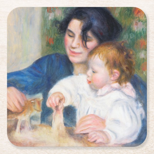 Dessous-de-verre Carré En Papier Mère et enfant, Renoir (Devant)