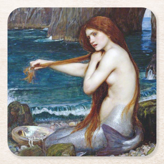 Dessous-de-verre Carré En Papier Mermaid, John William Waterhouse (Devant)