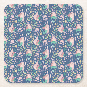 Dessous-de-verre Carré En Papier Mermaid mère fille Bonding Ocean Dark Version