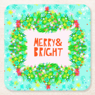 Dessous-de-verre Carré En Papier Merry & Bright Wreath