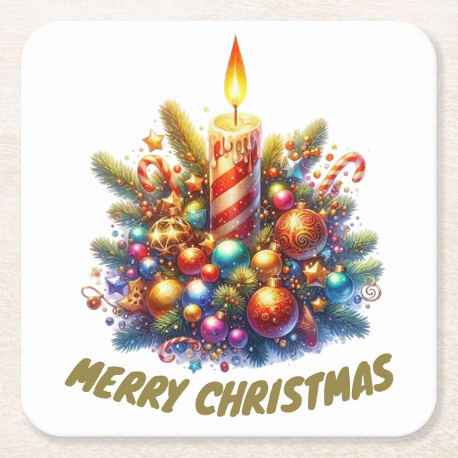 DESSOUS-DE-VERRE CARRÉ EN PAPIER MERRY NOËL (Devant)