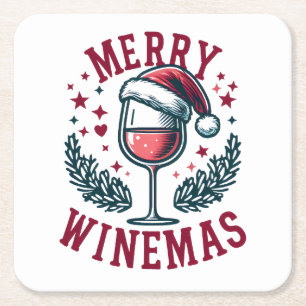 Dessous-de-verre Carré En Papier Merry Vins-mas drôle Noël Vins de Noël Drinkers De