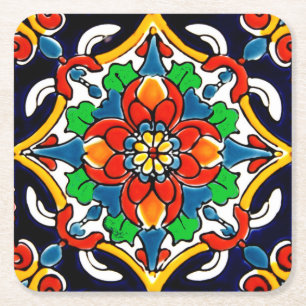 Dessous-de-verre Carré En Papier Mexique Talavera Terracotta Carrelage Design No 5