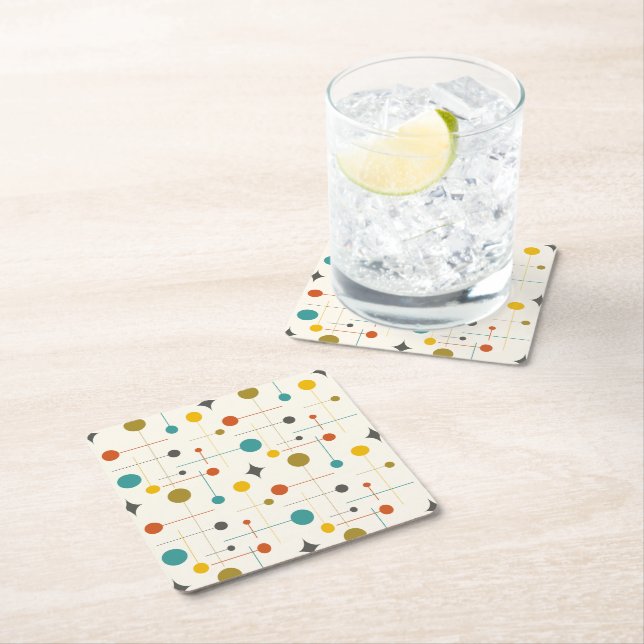 Dessous-de-verre Carré En Papier Mi-siècle (En situation)