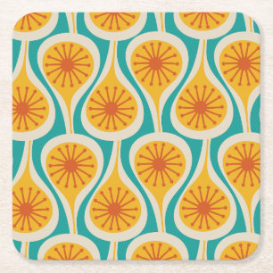 Dessous-de-verre Carré En Papier Mi-Siècle moderne Atomique gouttes Motif rétro