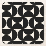 Dessous-de-verre Carré En Papier Mi-Siècle Moderne Motif Vintage Noir Et Blanc<br><div class="desc">Motif moderne rétro du milieu du siècle - Formes géométriques Abstraites - Motif minimaliste en noir et blanc crème.</div>
