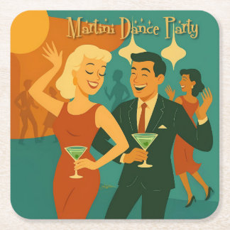 Dessous-de-verre Carré En Papier Mid Century Martini Dance Party