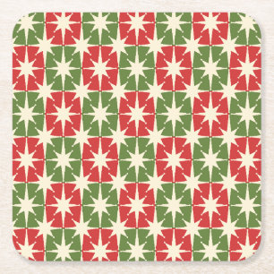Dessous-de-verre Carré En Papier Mid Century Moderne Noël Starburts Rétro