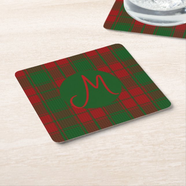 Dessous-de-verre Carré En Papier Middleton Tartan Monogrammé (Incliné)