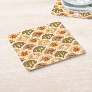 Dessous-de-verre Carré En Papier Mignon Motif Rétro Halloween Dessous de Verre en P