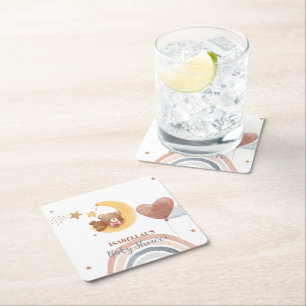 Dessous-de-verre Carré En Papier Mignonne lune Ours enfants afro-américains baby sh