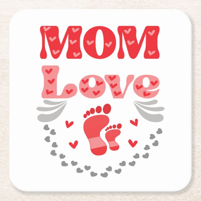 Dessous-de-verre Carré En Papier Mignonne Maman Amour (Devant)