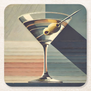 Dessous-de-verre Carré En Papier Milieu du siècle moderne 2 Heure du cocktail Marti
