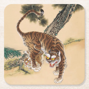 Dessous-de-verre Carré En Papier Minhwa Tigre laid Koreen