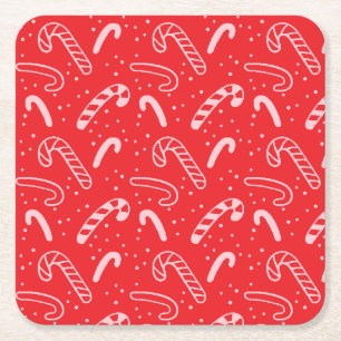 Dessous-de-verre Carré En Papier Minimal Classic Festive Sucres de canne rouges