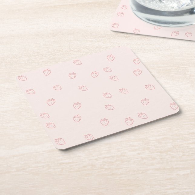 Dessous-de-verre Carré En Papier Minimalisme de la Fraise (Incliné)