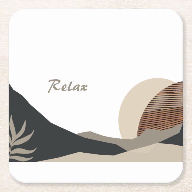Dessous-de-verre Carré En Papier Minimalist Earth Tones Boho "Relax"  (Devant)