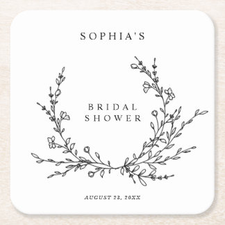 Dessous-de-verre Carré En Papier Minimalist Line Art Bridal Shower Square