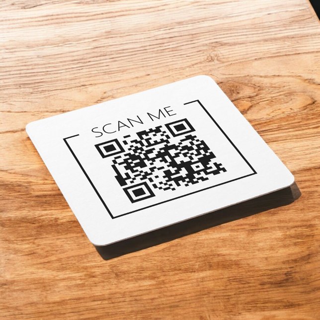 Dessous-de-verre Carré En Papier Minimalist QR Code Scan Me Business (Créateur téléchargé)