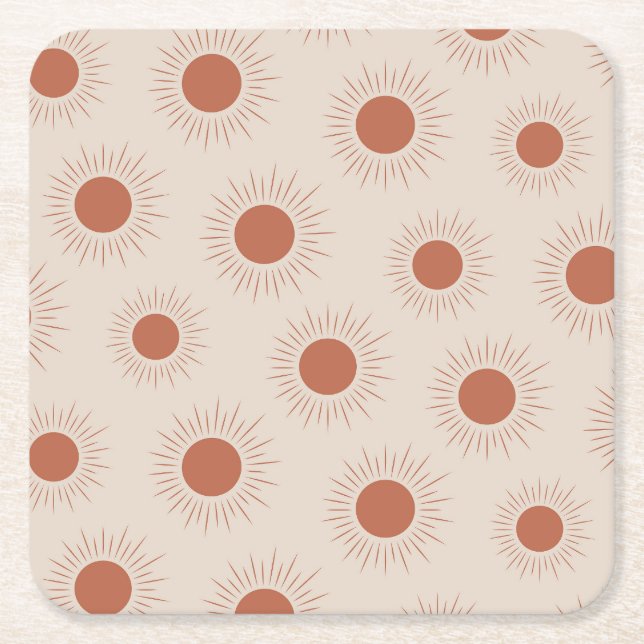 Dessous-de-verre Carré En Papier Minimalist Terracotta Abstract Boho sun pattern (Devant)